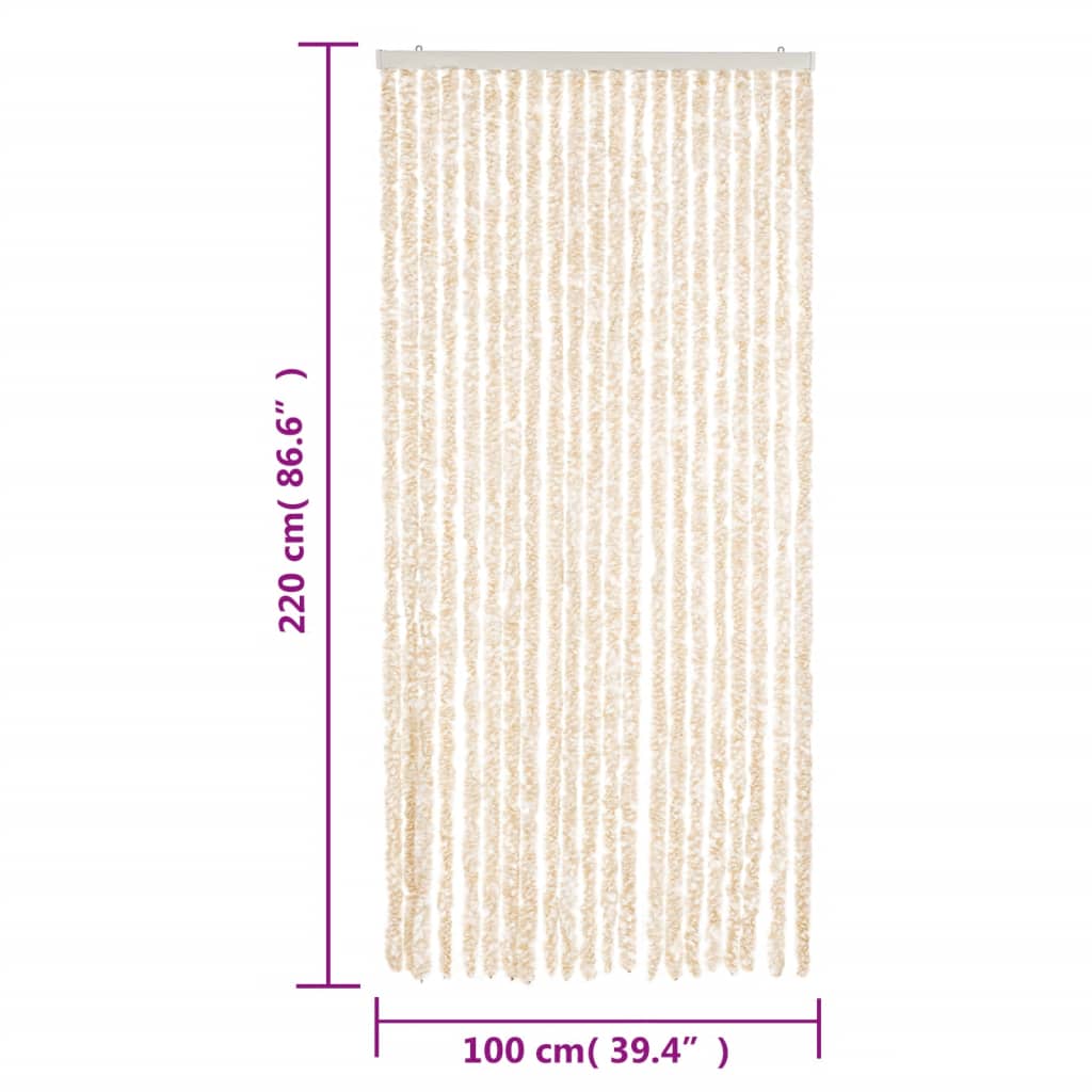 vidaXL Rideau anti-mouches beige et blanc 100x220 cm chenille