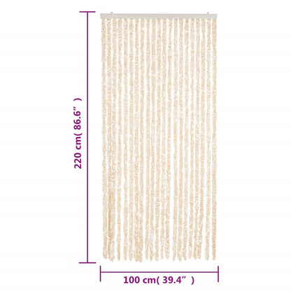vidaXL Rideau anti-mouches beige et blanc 100x220 cm chenille