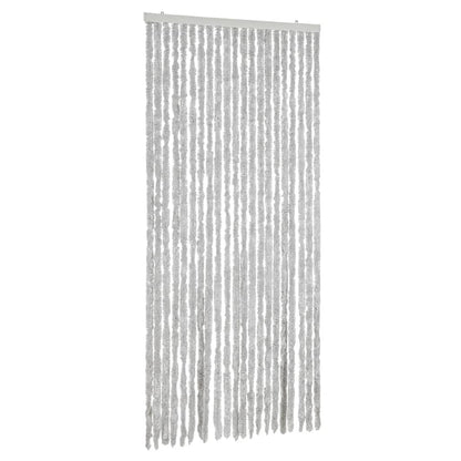 vidaXL Rideau anti-mouches gris 100x200 cm chenille