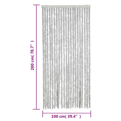 vidaXL Rideau anti-mouches gris 100x200 cm chenille