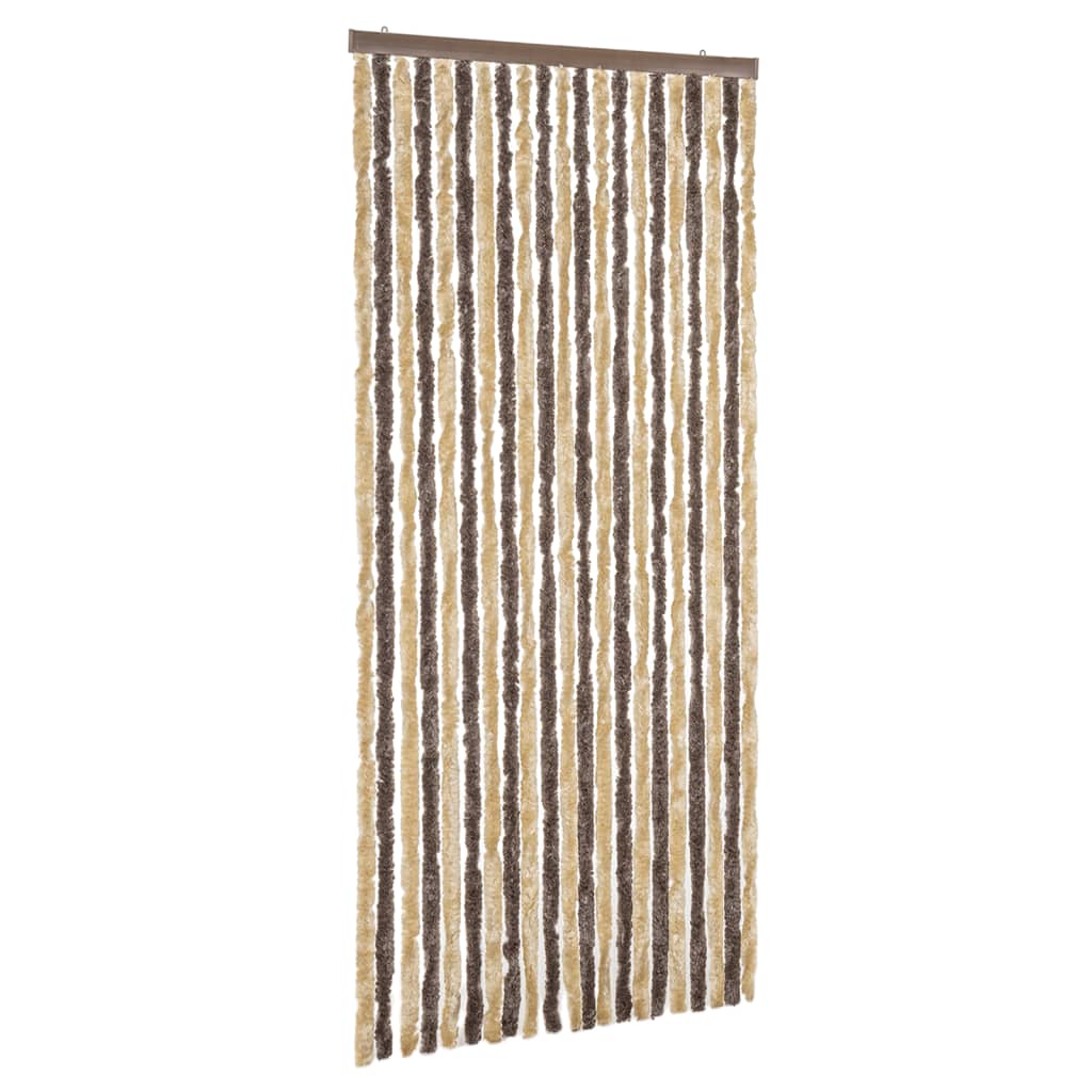 vidaXL Rideau anti-mouches marron foncé et beige 90x220 cm chenille