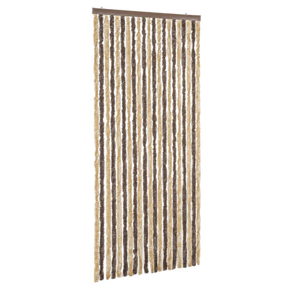 vidaXL Rideau anti-mouches marron foncé et beige 90x220 cm chenille