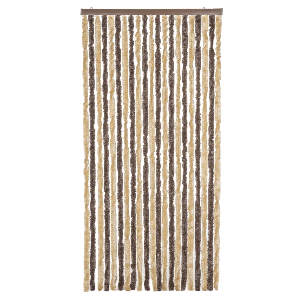 vidaXL Rideau anti-mouches marron foncé et beige 90x220 cm chenille