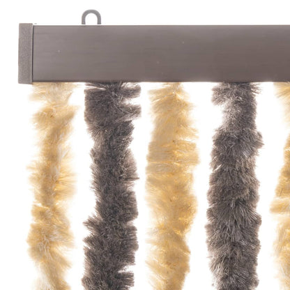 vidaXL Rideau anti-mouches marron foncé et beige 90x220 cm chenille