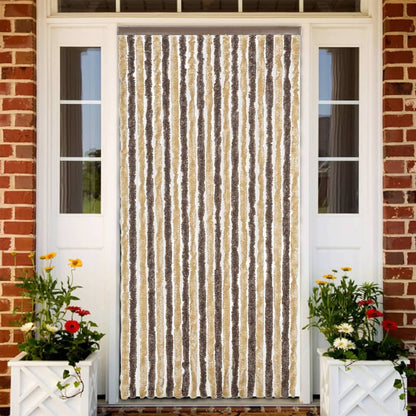 vidaXL Rideau anti-mouches marron foncé et beige 90x220 cm chenille