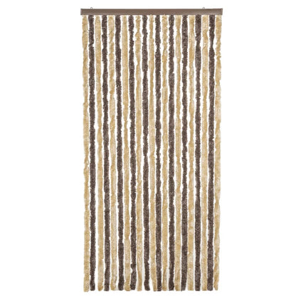 vidaXL Rideau anti-mouches marron foncé et beige 100x200 cm chenille