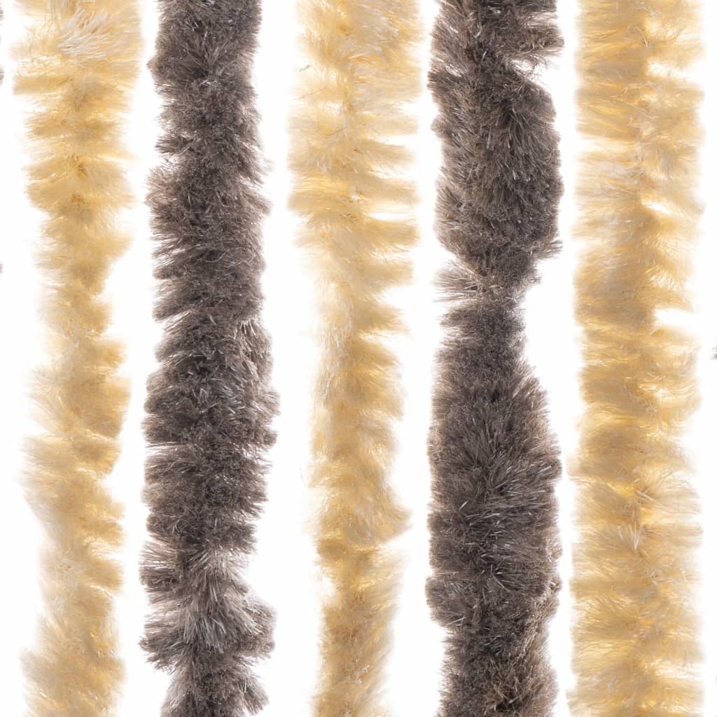 vidaXL Rideau anti-mouches marron foncé et beige 100x200 cm chenille