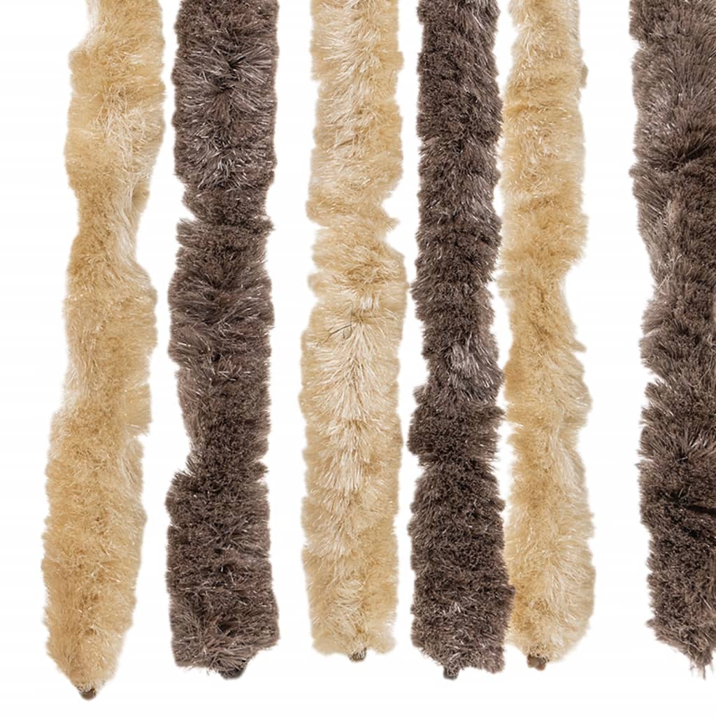 vidaXL Rideau anti-mouches marron foncé et beige 100x200 cm chenille