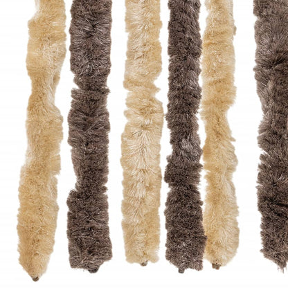 vidaXL Rideau anti-mouches marron foncé et beige 100x200 cm chenille