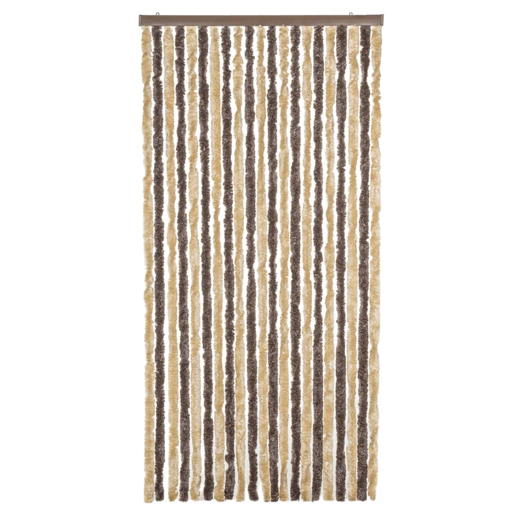 vidaXL Rideau anti-mouches marron foncé et beige 100x230 cm chenille