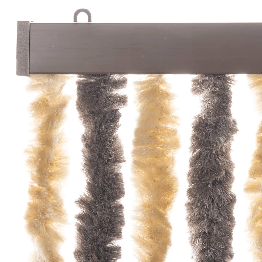vidaXL Rideau anti-mouches marron foncé et beige 100x230 cm chenille