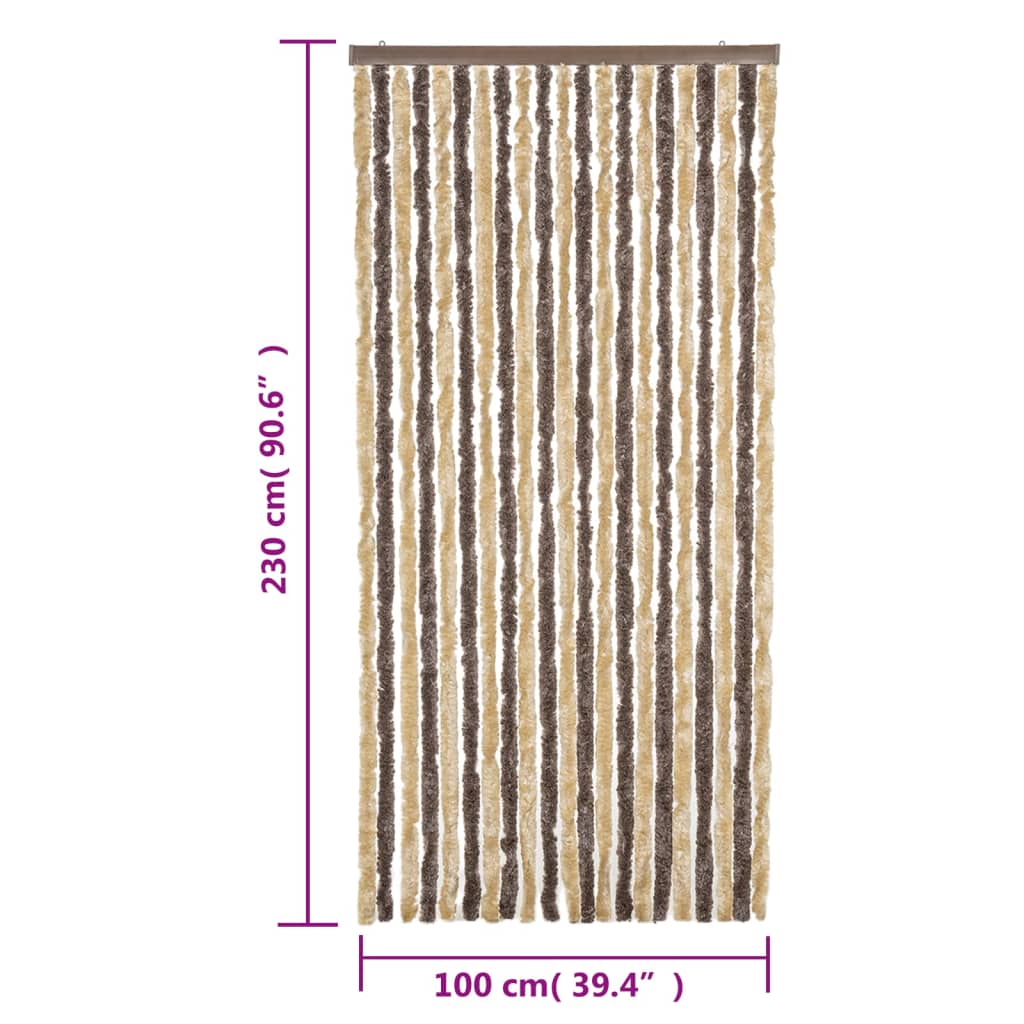 vidaXL Rideau anti-mouches marron foncé et beige 100x230 cm chenille