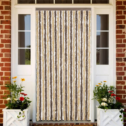 vidaXL Rideau anti-mouches marron foncé et beige 100x230 cm chenille