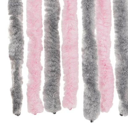 vidaXL Rideau anti-mouches gris argenté et rose 90x220 cm chenille
