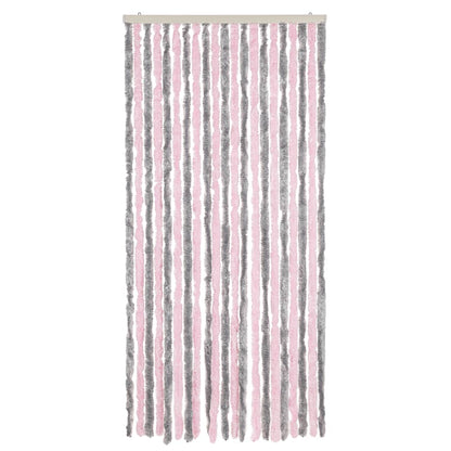 vidaXL Rideau anti-mouches gris argenté et rose 100x220 cm chenille