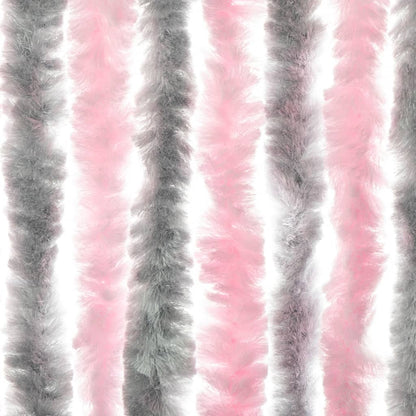 vidaXL Rideau anti-mouches gris argenté et rose 100x220 cm chenille