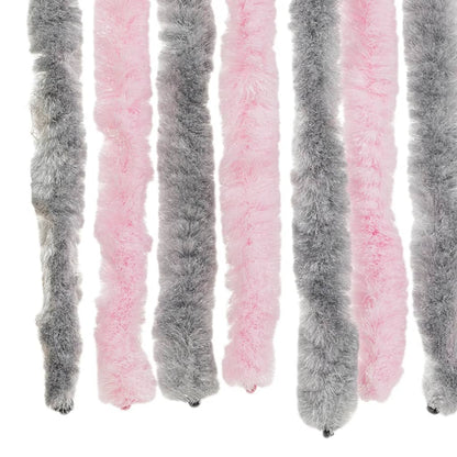 vidaXL Rideau anti-mouches gris argenté et rose 100x220 cm chenille