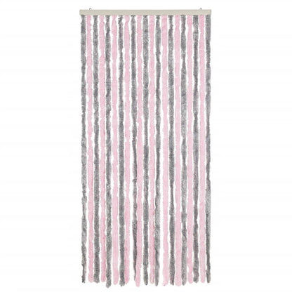 vidaXL Rideau anti-mouches gris argenté et rose 100x230 cm chenille