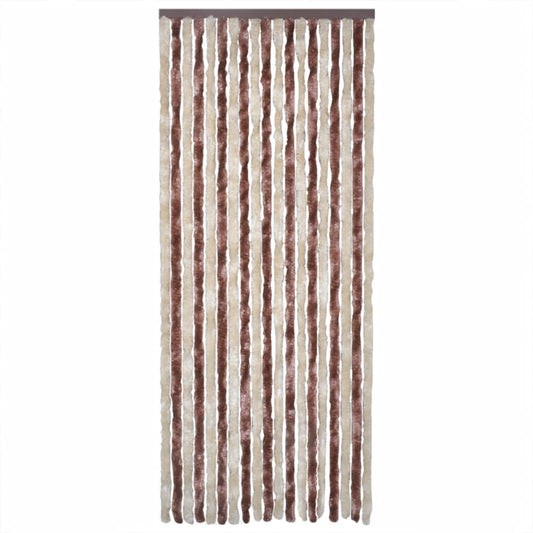 vidaXL Rideau anti-mouches beige et marron clair 100x200 cm chenille