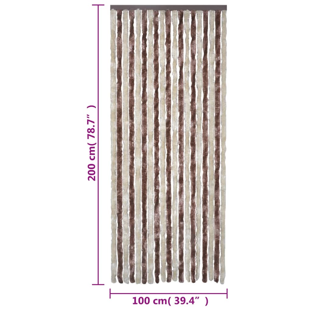 vidaXL Rideau anti-mouches beige et marron clair 100x200 cm chenille