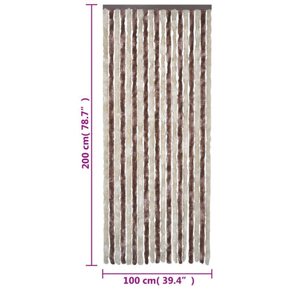 vidaXL Rideau anti-mouches beige et marron clair 100x200 cm chenille