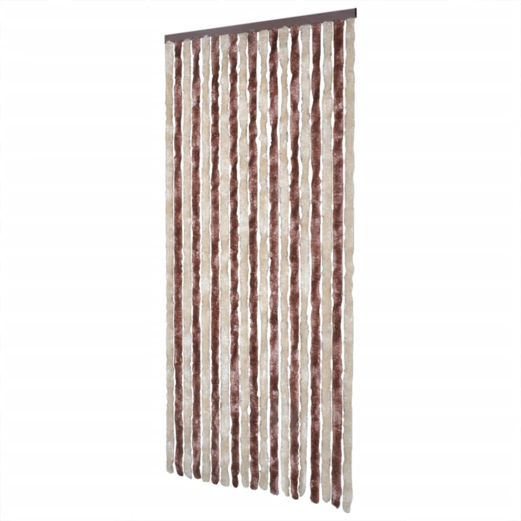 vidaXL Rideau anti-mouches beige et marron clair 100x230 cm chenille
