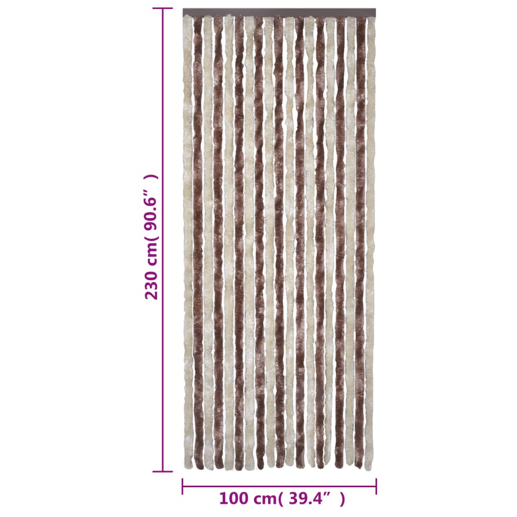 vidaXL Rideau anti-mouches beige et marron clair 100x230 cm chenille