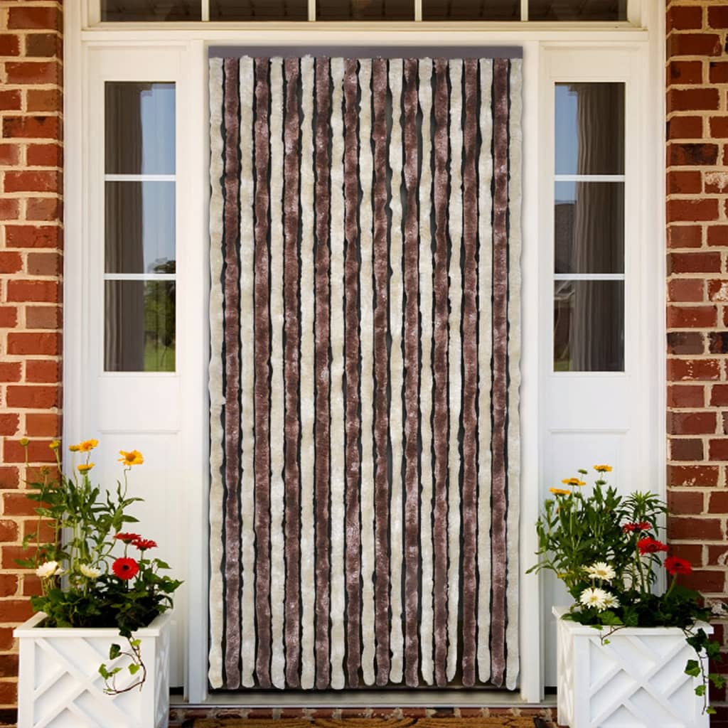 vidaXL Rideau anti-mouches beige et marron clair 100x230 cm chenille