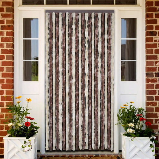 vidaXL Rideau anti-mouches beige et marron clair 100x230 cm chenille