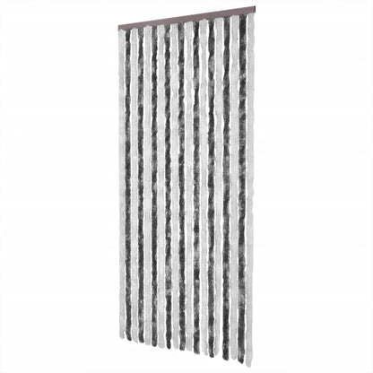 vidaXL Rideau anti-mouches gris et blanc 100x200 cm chenille