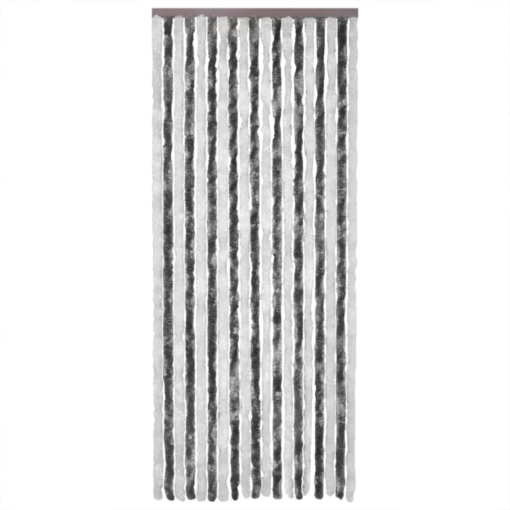 vidaXL Rideau anti-mouches gris et blanc 100x230 cm chenille