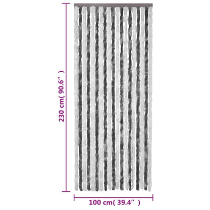 vidaXL Rideau anti-mouches gris et blanc 100x230 cm chenille