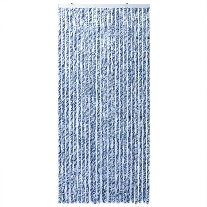 vidaXL Rideau anti-mouches bleu et blanc 100x200 cm chenille