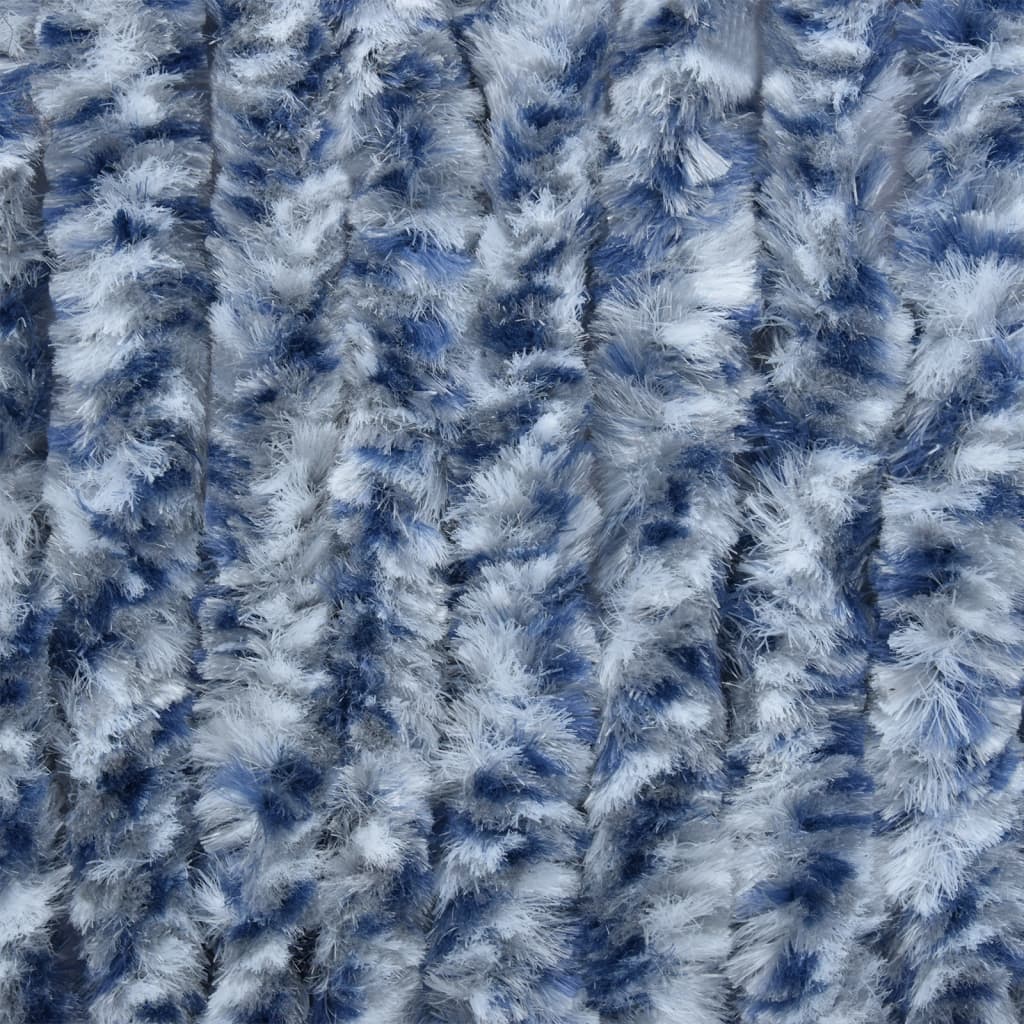 vidaXL Rideau anti-mouches bleu et blanc 100x200 cm chenille