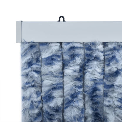 vidaXL Rideau anti-mouches bleu et blanc 100x230 cm chenille