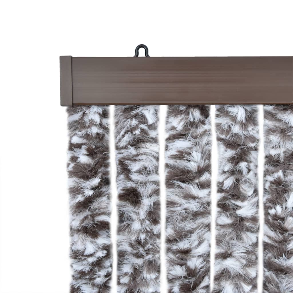 vidaXL Rideau anti-mouches marron et beige 100x200 cm chenille