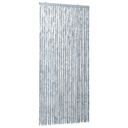 vidaXL Rideau anti-mouches blanc et gris 100x200 cm chenille