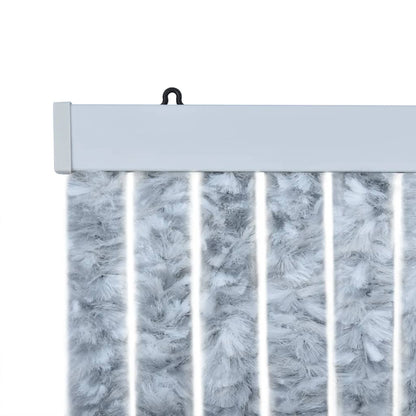 vidaXL Rideau anti-mouches blanc et gris 100x200 cm chenille