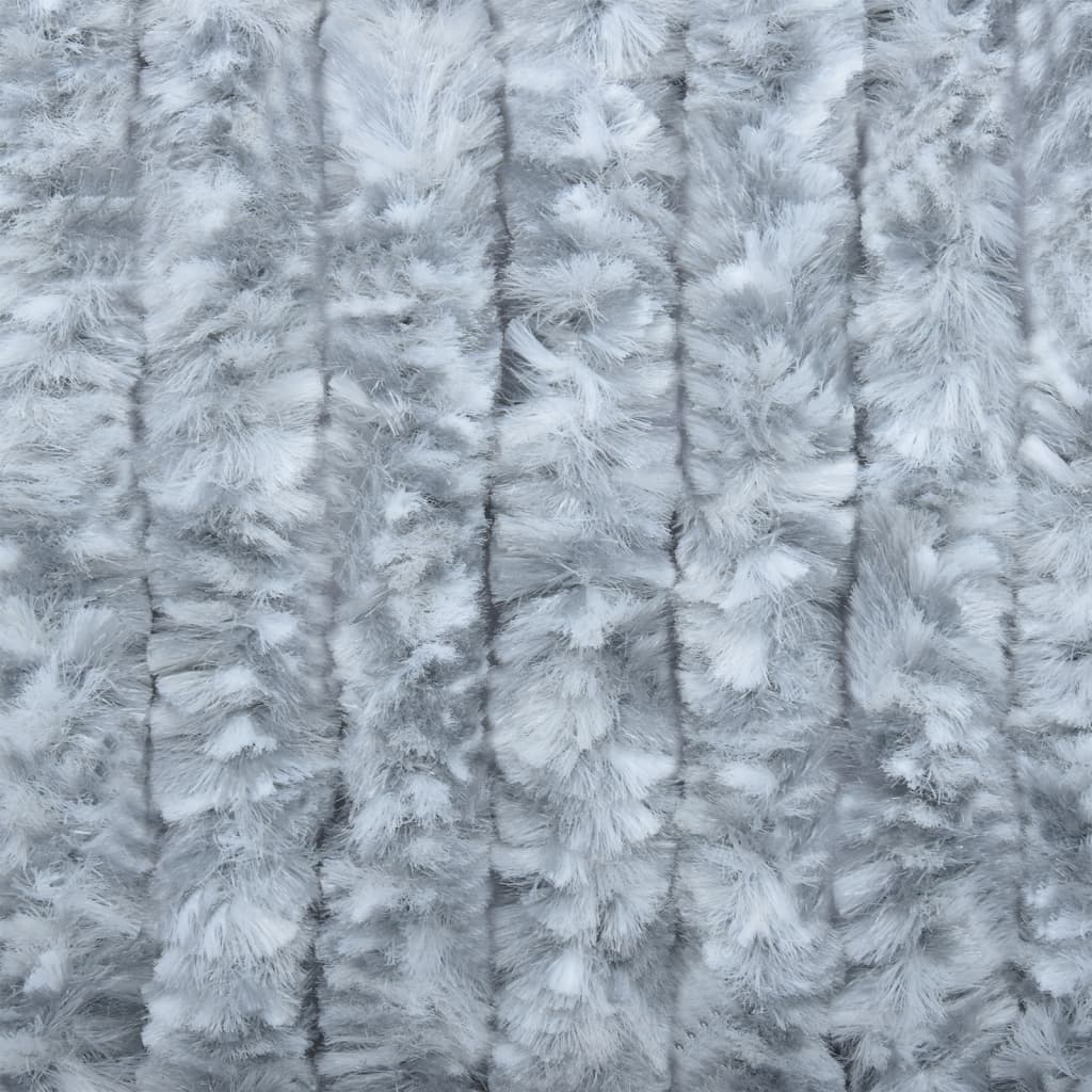 vidaXL Rideau anti-mouches blanc et gris 100x200 cm chenille