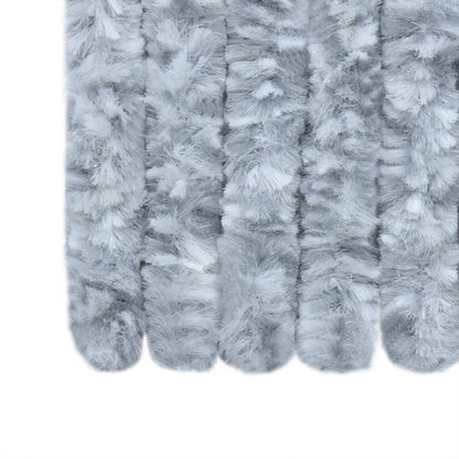 vidaXL Rideau anti-mouches blanc et gris 100x200 cm chenille