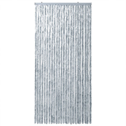 vidaXL Rideau anti-mouches blanc et gris 100x230 cm chenille