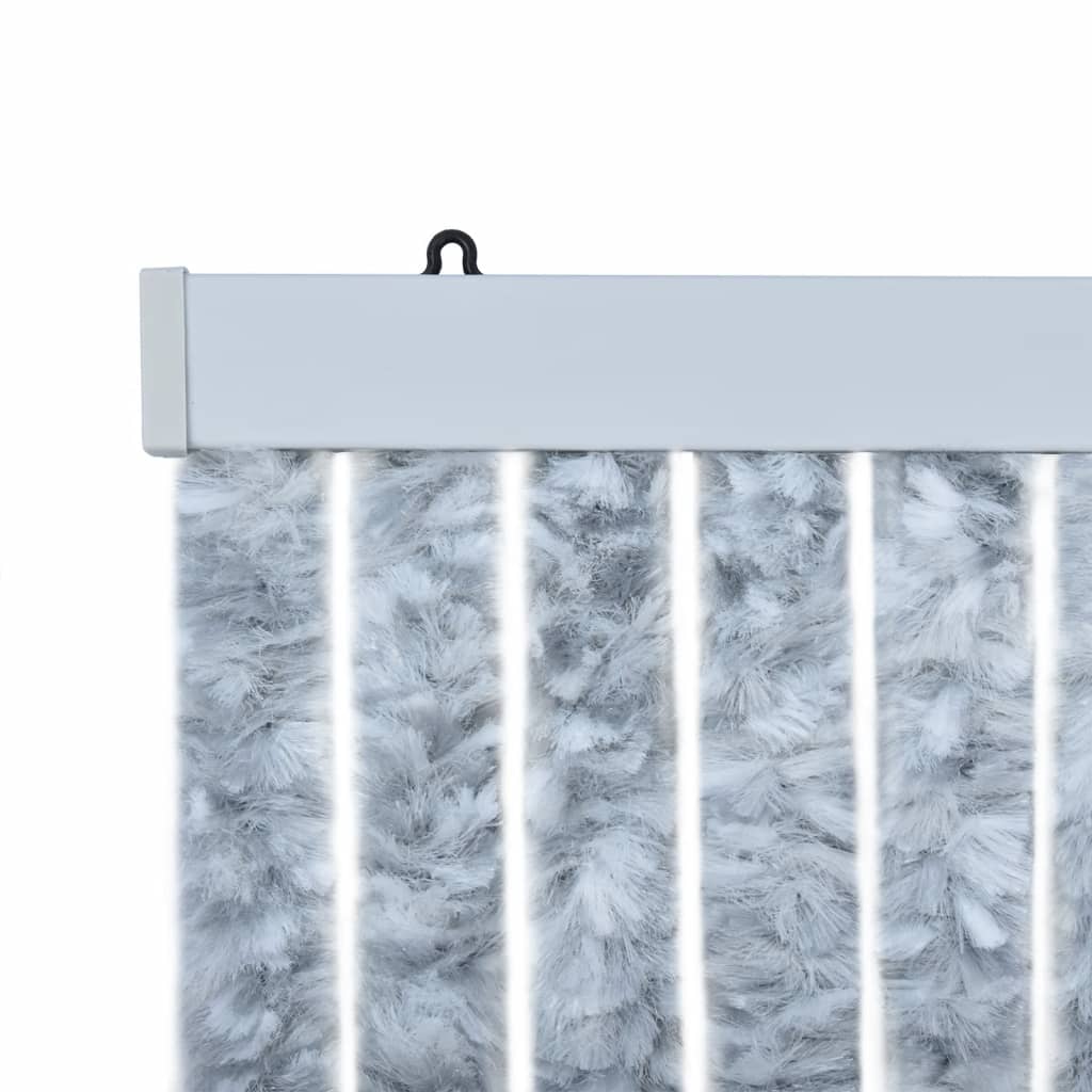 vidaXL Rideau anti-mouches blanc et gris 100x230 cm chenille