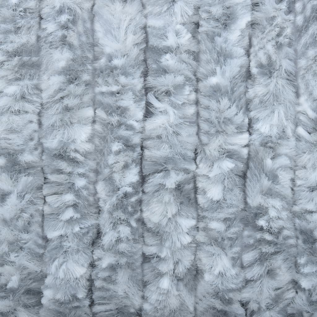 vidaXL Rideau anti-mouches blanc et gris 100x230 cm chenille