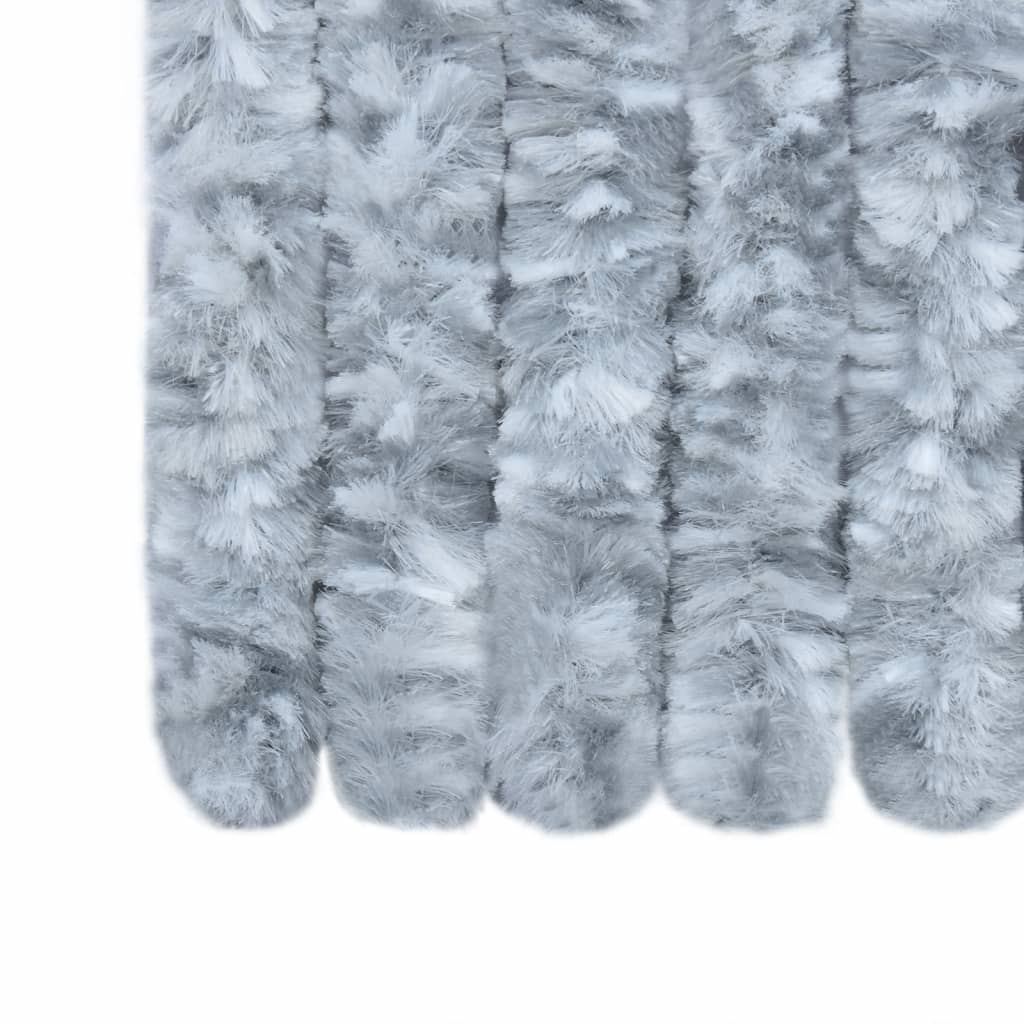 vidaXL Rideau anti-mouches blanc et gris 100x230 cm chenille