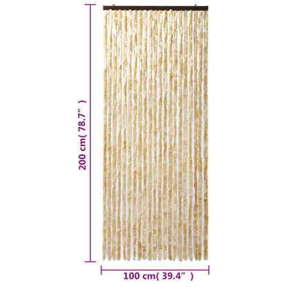 vidaXL Rideau anti-mouches beige 100x200 cm chenille