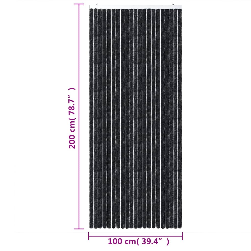 vidaXL Rideau anti-mouches anthracite 100x200 cm chenille
