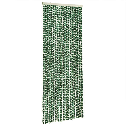 vidaXL Rideau anti-mouches vert et blanc 90x200 cm chenille