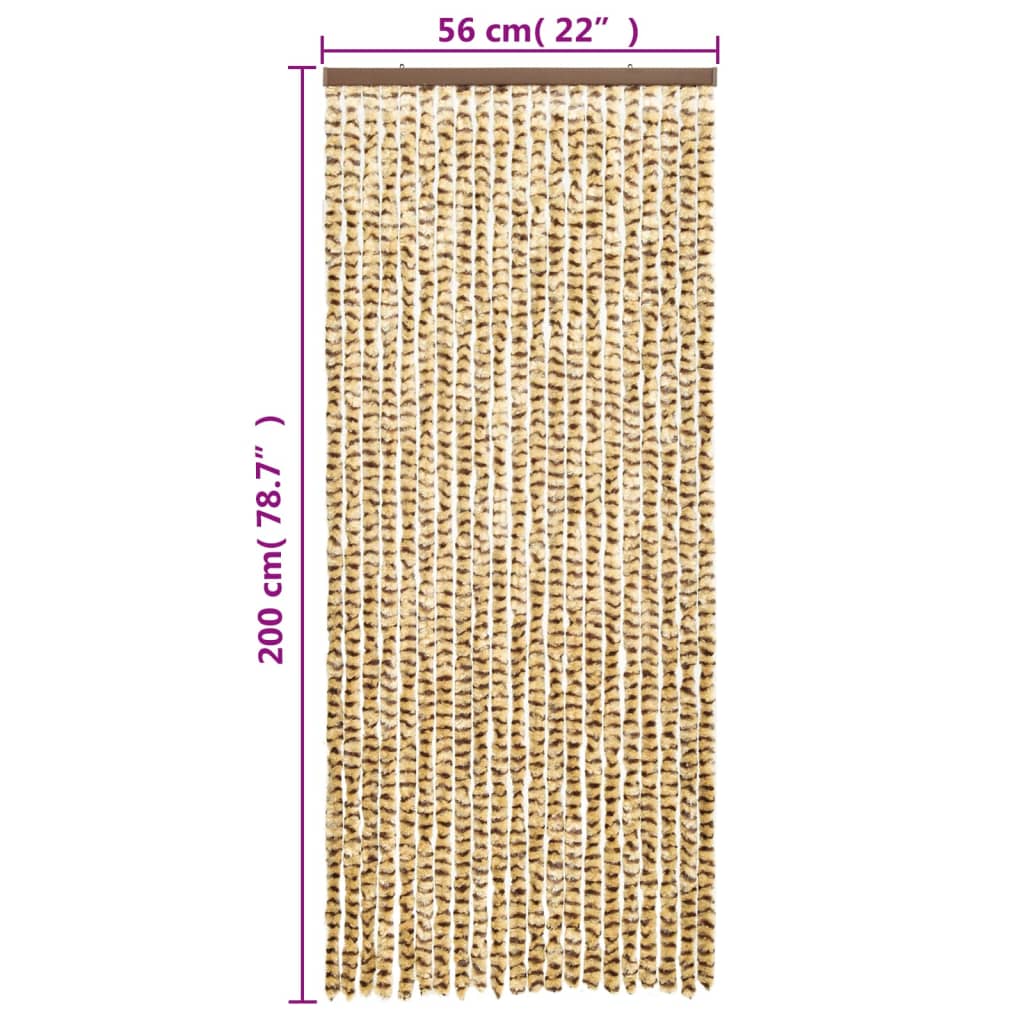 vidaXL Rideau anti-mouches beige et marron 56x200 cm chenille
