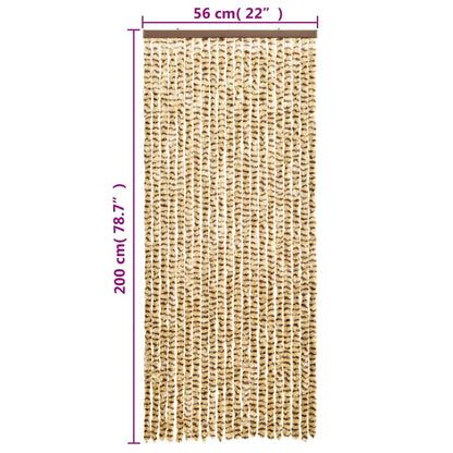 vidaXL Rideau anti-mouches beige et marron 56x200 cm chenille