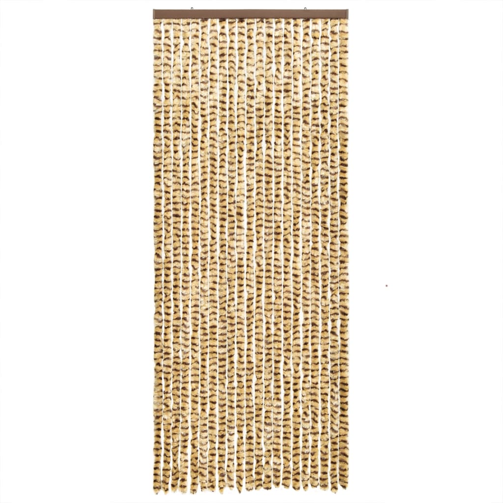 vidaXL Rideau anti-mouches beige et marron 90x200 cm chenille